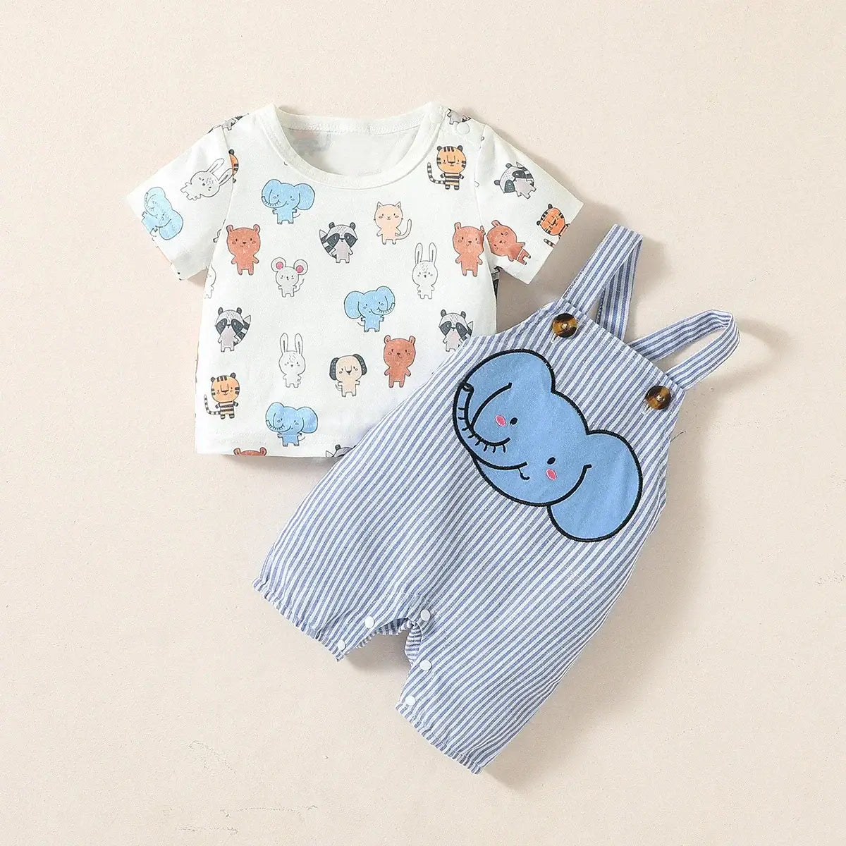 Baby Jungen Sommer Kurzarm Cartoon Tier Hosenträger Anzug