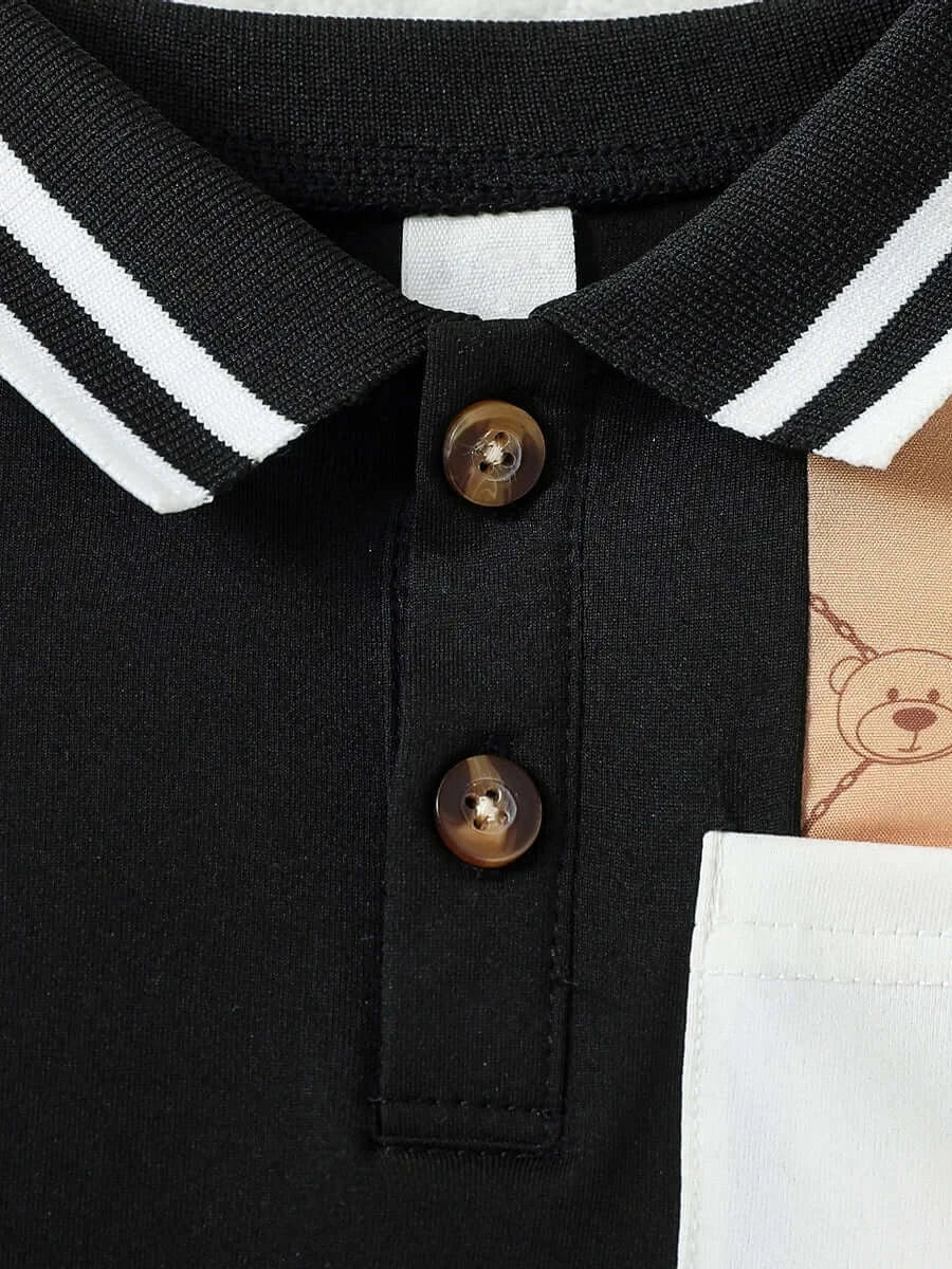 Baby Jungen 2-teiliges Set – Kurzarm Umlegekragen Hemd mit Hose