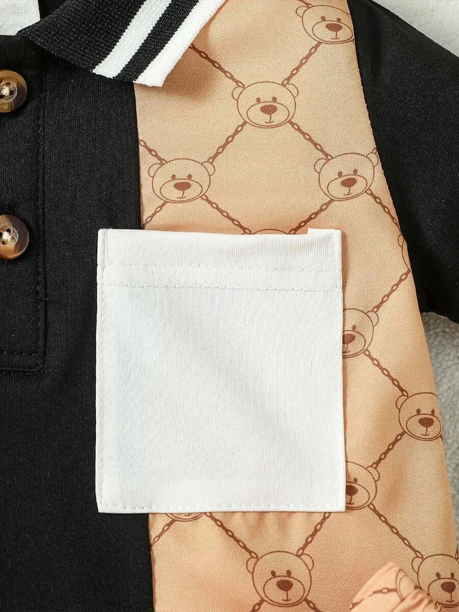 Baby Jungen 2-teiliges Set – Kurzarm Umlegekragen Hemd mit Hose