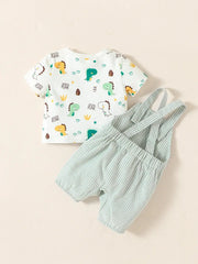 Baby Jungen Sommer Kurzarm Cartoon Tier Hosenträger Anzug