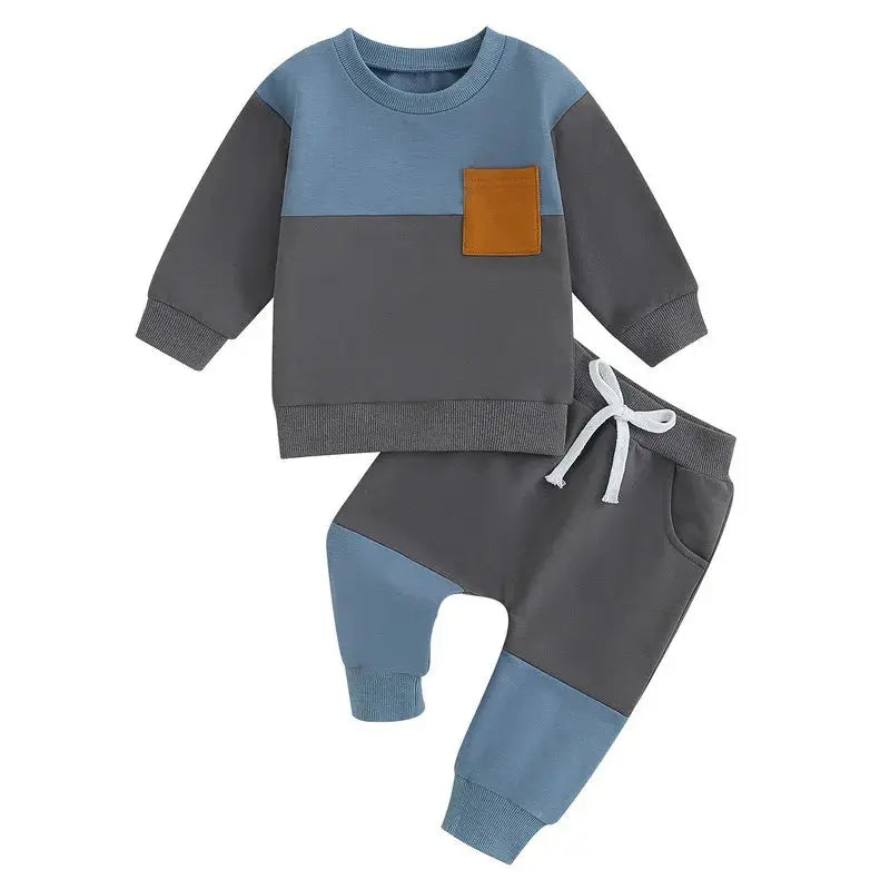 Baby Kontrastfarben, Langarm-Sweatshirt Oberteile und Unterteile Sets Himmelsstern