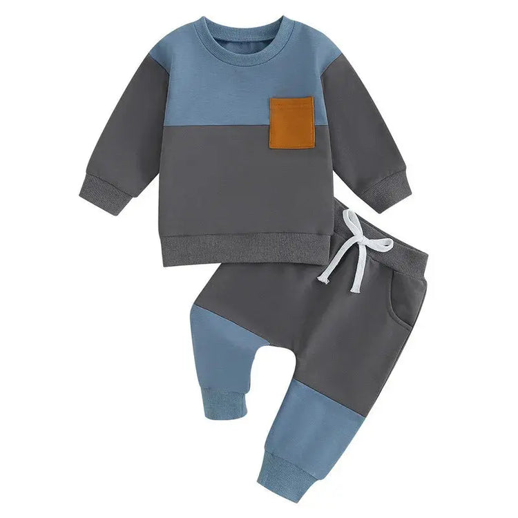 Baby Kontrastfarben, Langarm-Sweatshirt Oberteile und Unterteile Sets Himmelsstern