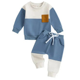 Baby Kontrastfarben, Langarm-Sweatshirt Oberteile und Unterteile Sets Himmelsstern
