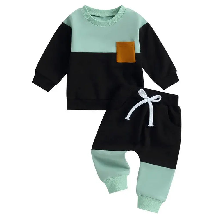 Baby Kontrastfarben, Langarm-Sweatshirt Oberteile und Unterteile Sets Himmelsstern