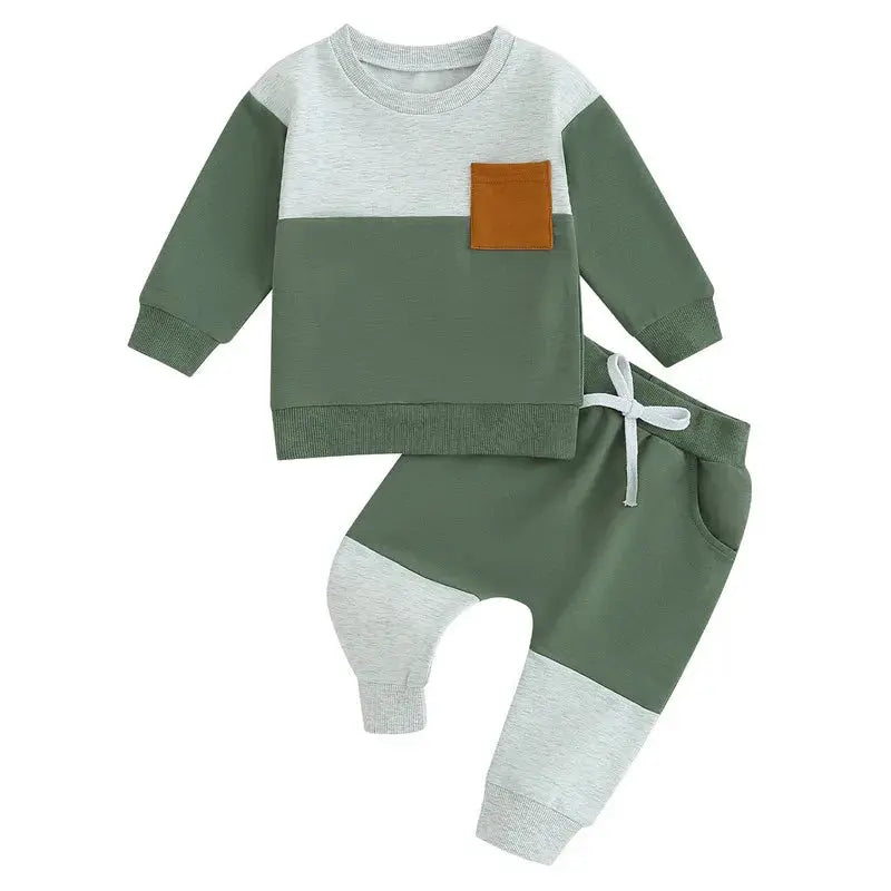 Baby Kontrastfarben, Langarm-Sweatshirt Oberteile und Unterteile Sets Himmelsstern